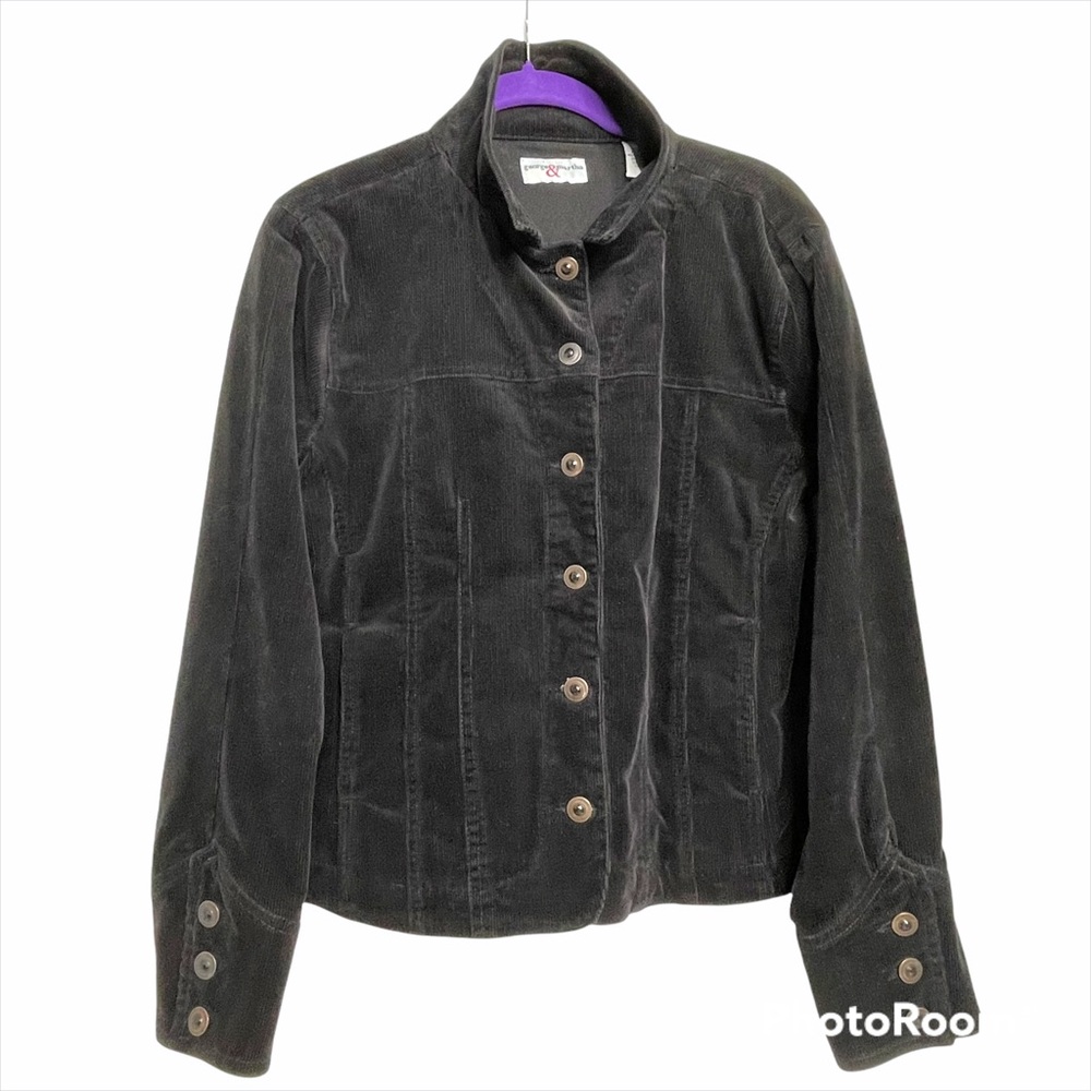 George & Martha Corduroy Jean Jacket Black Sz M